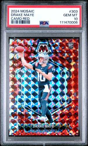 2024 Panini Mosaic Drake Maye [Camo Red] #303 card
