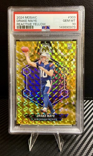 2024 Panini Mosaic Drake Maye [Yellow Reactive] #303 card