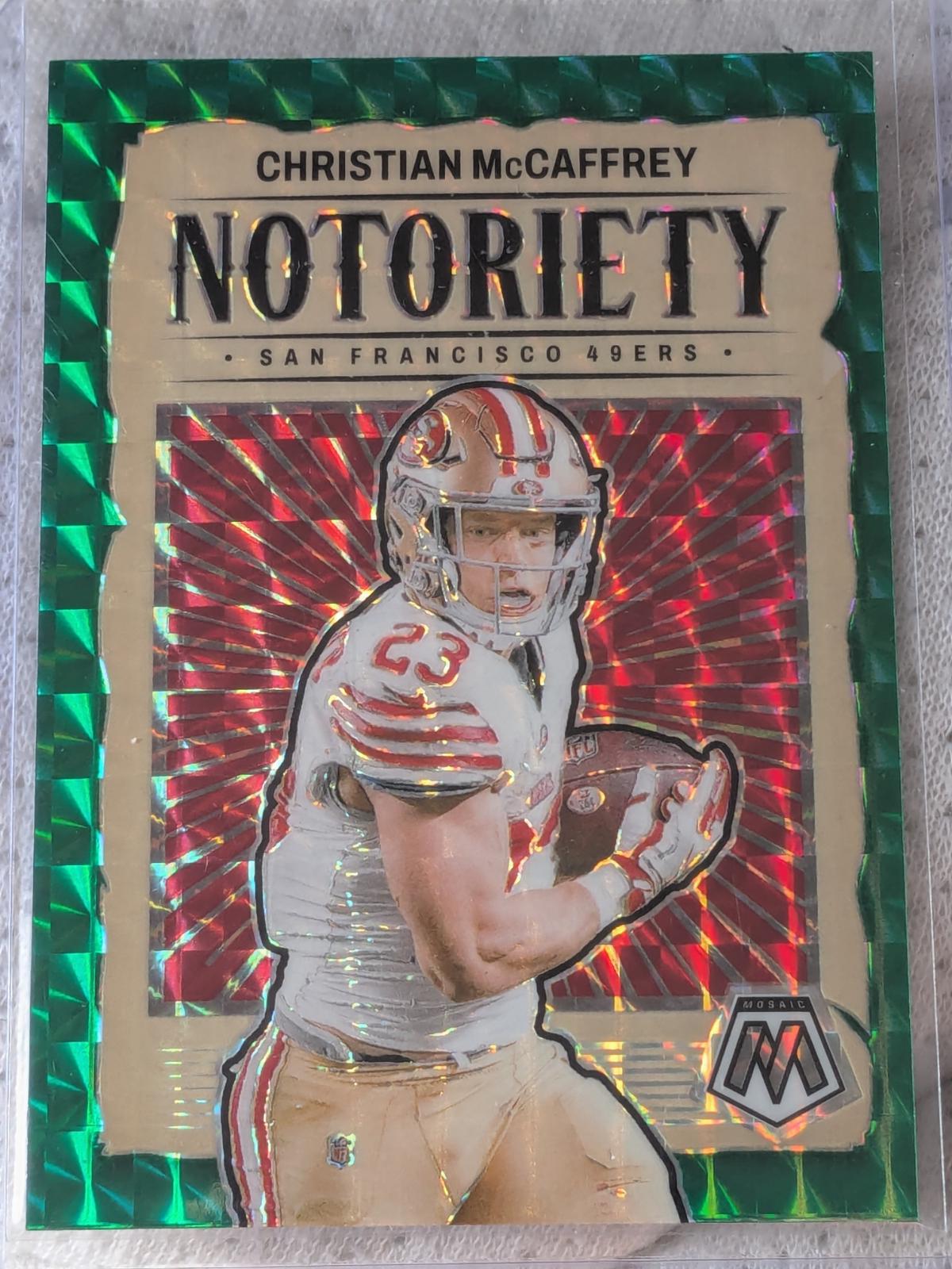 2024 Panini Mosaic Notoriety Christian McCaffrey [Green] #9 card