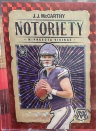 2024 Panini Mosaic Notoriety J.J. McCarthy [Red] #21 card