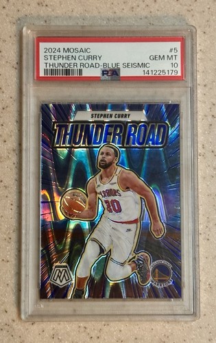 2024 Panini Mosaic Thunder Road Stephen Curry [Blue Seismic] #5 card