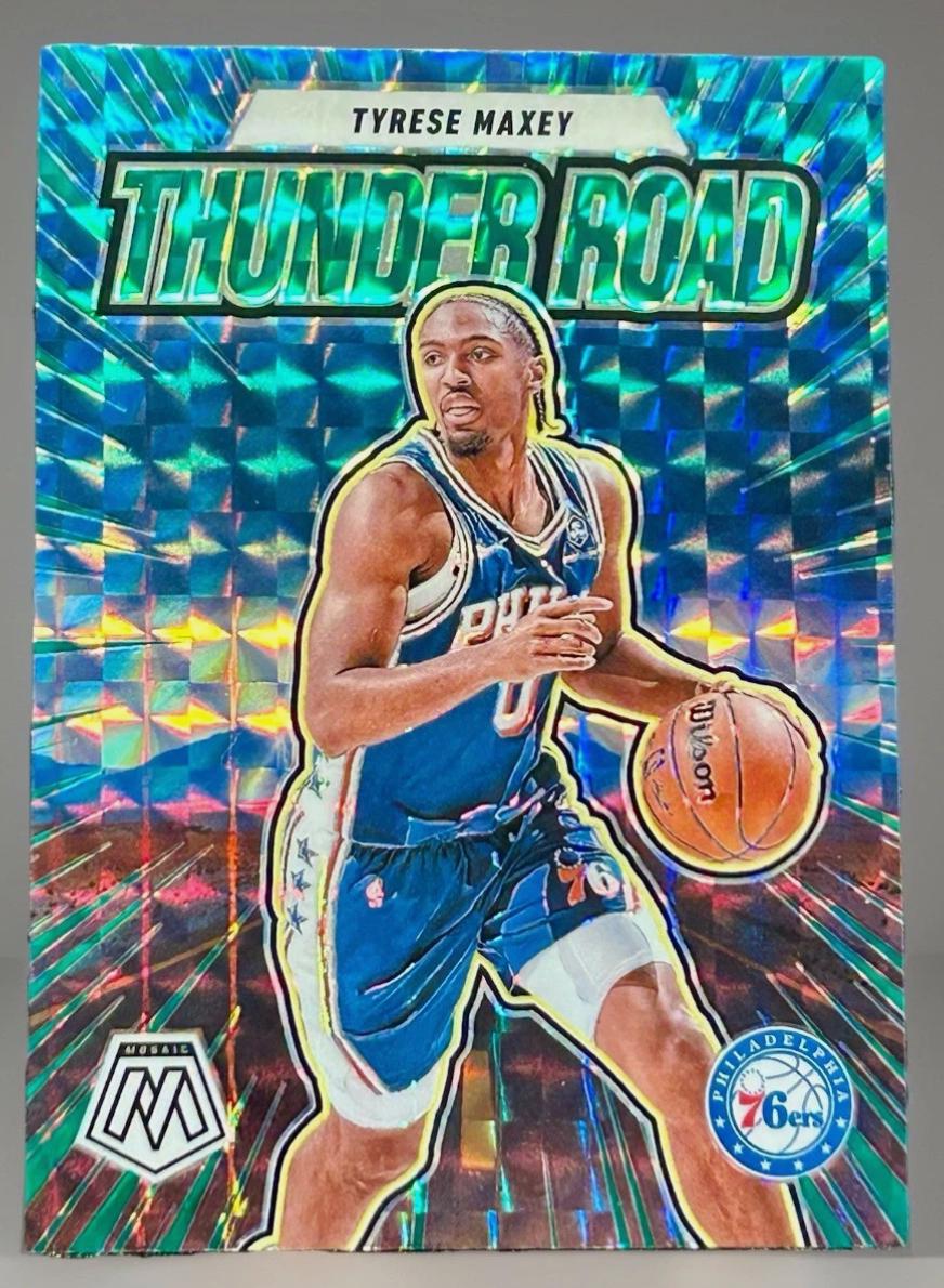 2024 Panini Mosaic Thunder Road Tyrese Maxey [Green] #12 card