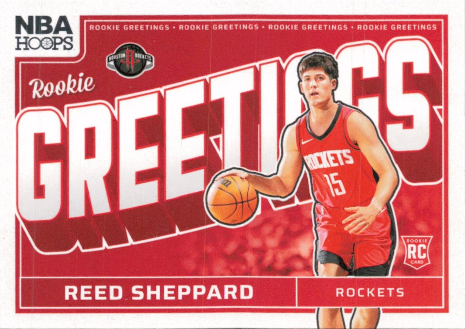 2024 Panini NBA Hoops Rookie Greetings Reed Sheppard #1 card