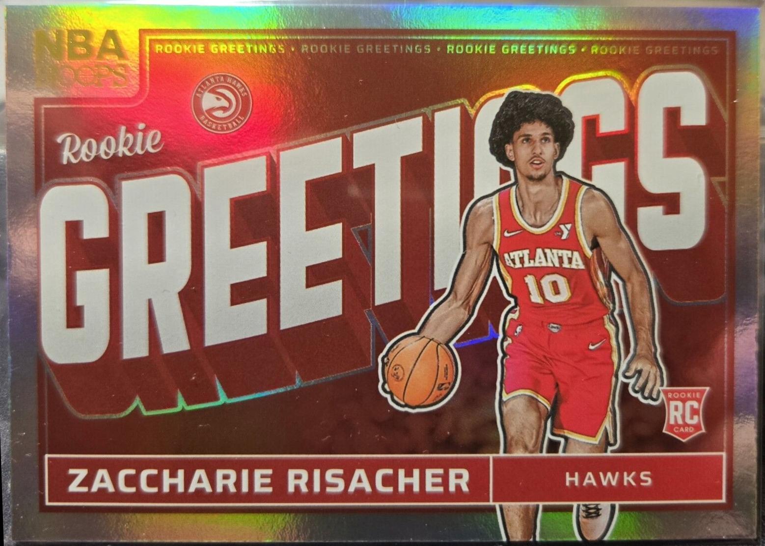 2024 Panini NBA Hoops Rookie Greetings Zaccharie Risacher [Holo] #15 card