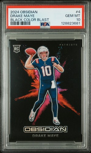 2024 Panini Obsidian Black Color Blast Drake Maye #4 card