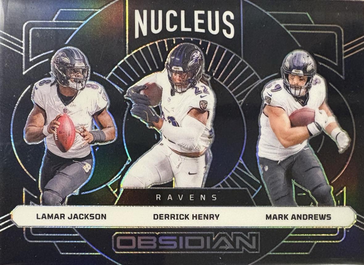 2024 Panini Obsidian Nucleus Derrick Henry / Lamar Jackson / Mark Andrews #19 card