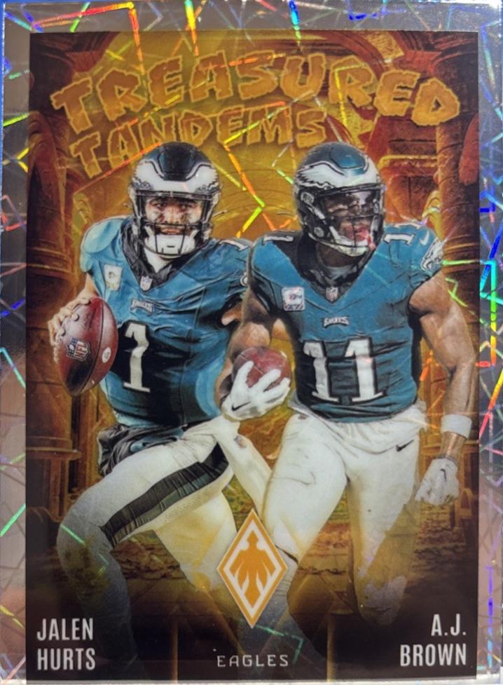 2024 Panini Phoenix Treasured Tandems A.J. Brown / Jalen Hurts [Lazer] #TT-PHL card