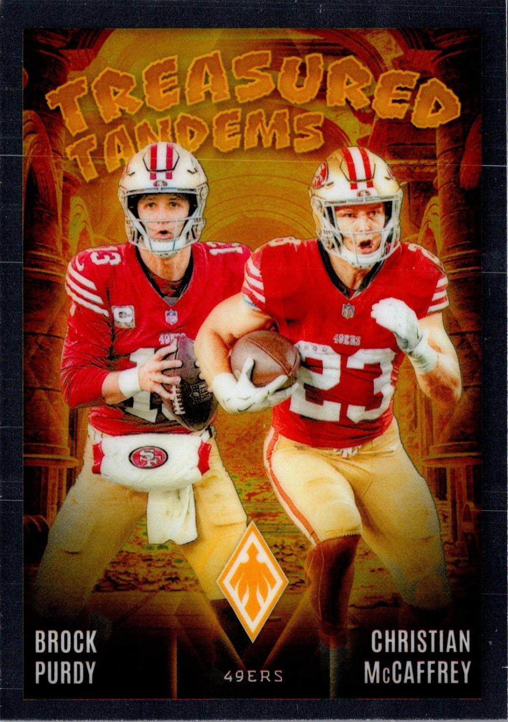 2024 Panini Phoenix Treasured Tandems Brock Purdy / Christian McCaffrey #TT-SF card
