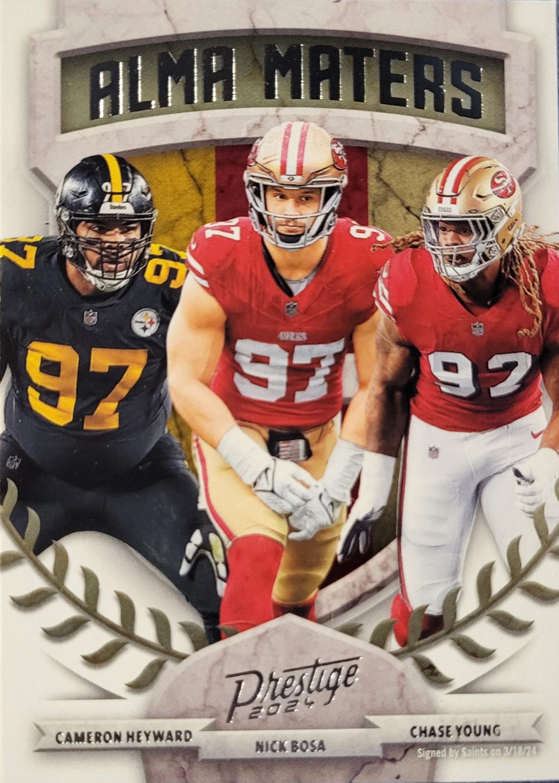 2024 Panini Prestige Alma Maters Cameron Heyward / Chase Young / Nick Bosa #5 card