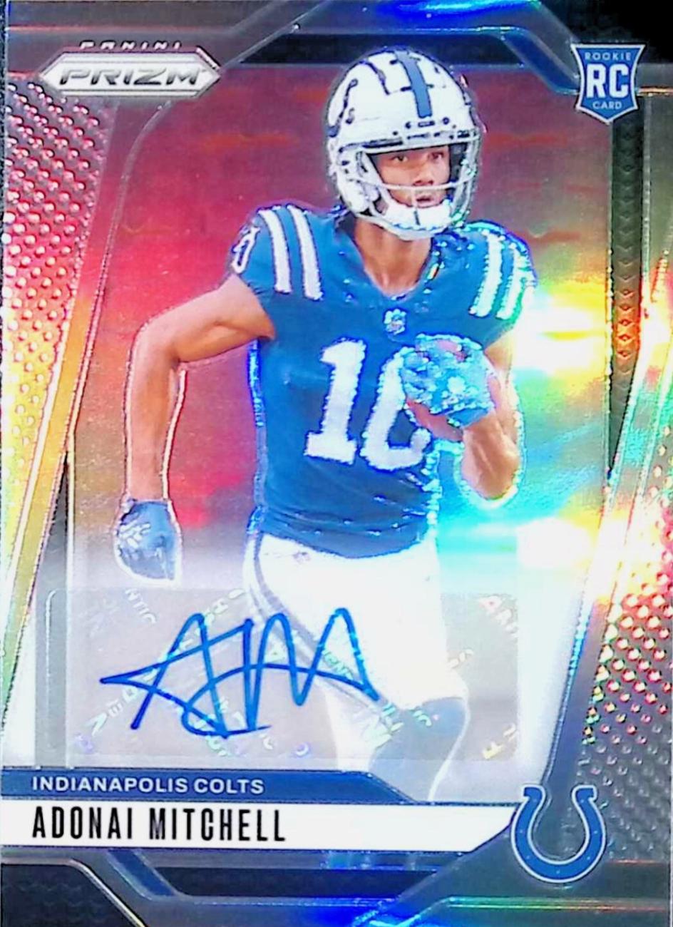 2024 Panini Prizm Autograph Adonai Mitchell [Silver] #303 card