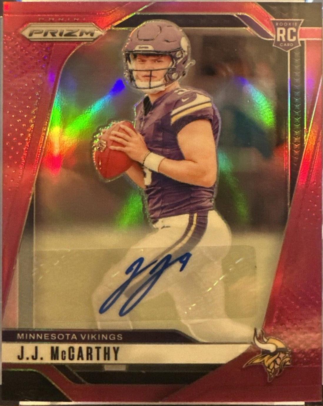 2024 Panini Prizm Autograph J.J. McCarthy [Pink] #400 card