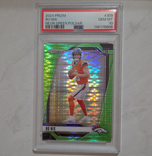 2024 Panini Prizm Bo Nix [Neon Green Pulsar] #309 card