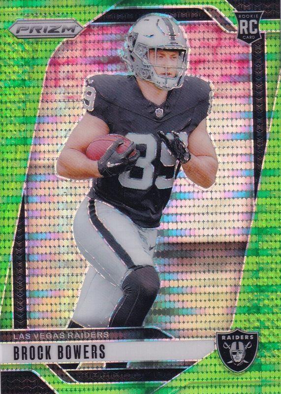 2024 Panini Prizm Brock Bowers [Neon Green Pulsar] #315 card