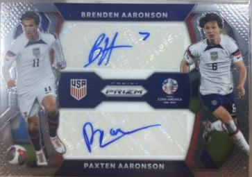 2024 Panini Prizm Copa America Dual Signatures Brenden Aaronson / Paxten Aaronson #DS-BP card