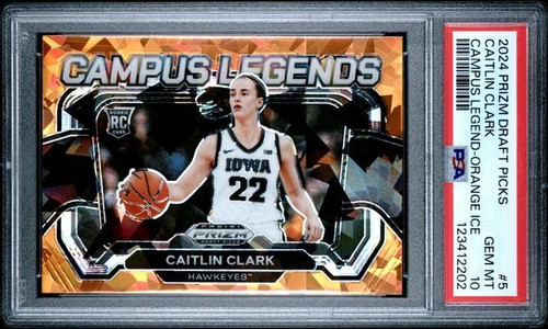 2024 Panini Prizm Draft Picks Campus Legends Caitlin Clark [Orange Ice] #5 card
