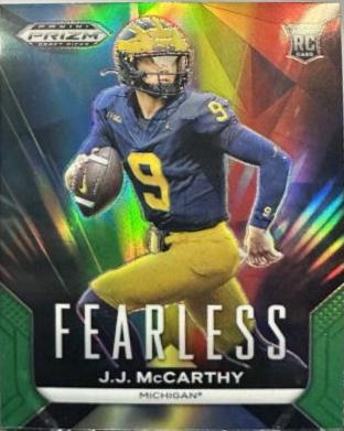 2024 Panini Prizm Draft Picks Fearless J.J. McCarthy [Green] #F-JJM card