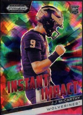 2024 Panini Prizm Draft Picks Instant Impact J.J. McCarthy [Red Ice] #7 card