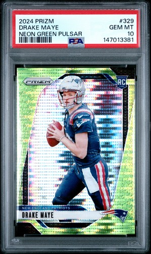 2024 Panini Prizm Drake Maye [Neon Green Pulsar] #329 card