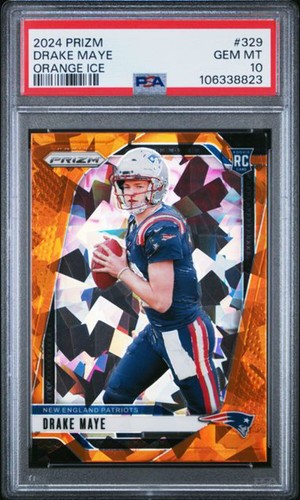 2024 Panini Prizm Drake Maye [Orange Ice] #329 card
