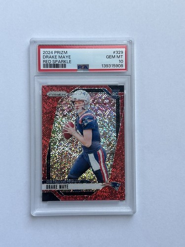 2024 Panini Prizm Drake Maye [Red Sparkle] #329 card