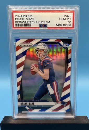 2024 Panini Prizm Drake Maye [Red White Blue] #329 card
