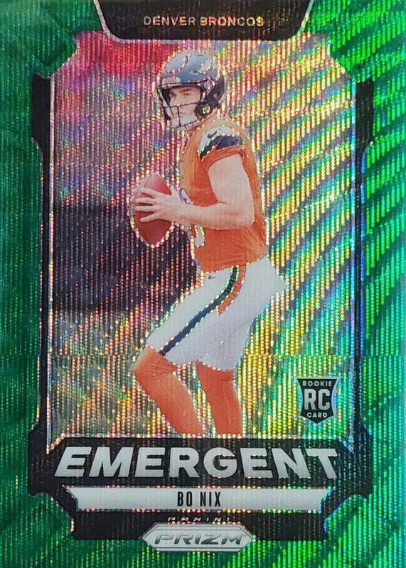 2024 Panini Prizm Emergent Bo Nix [Wave Green] #3 card