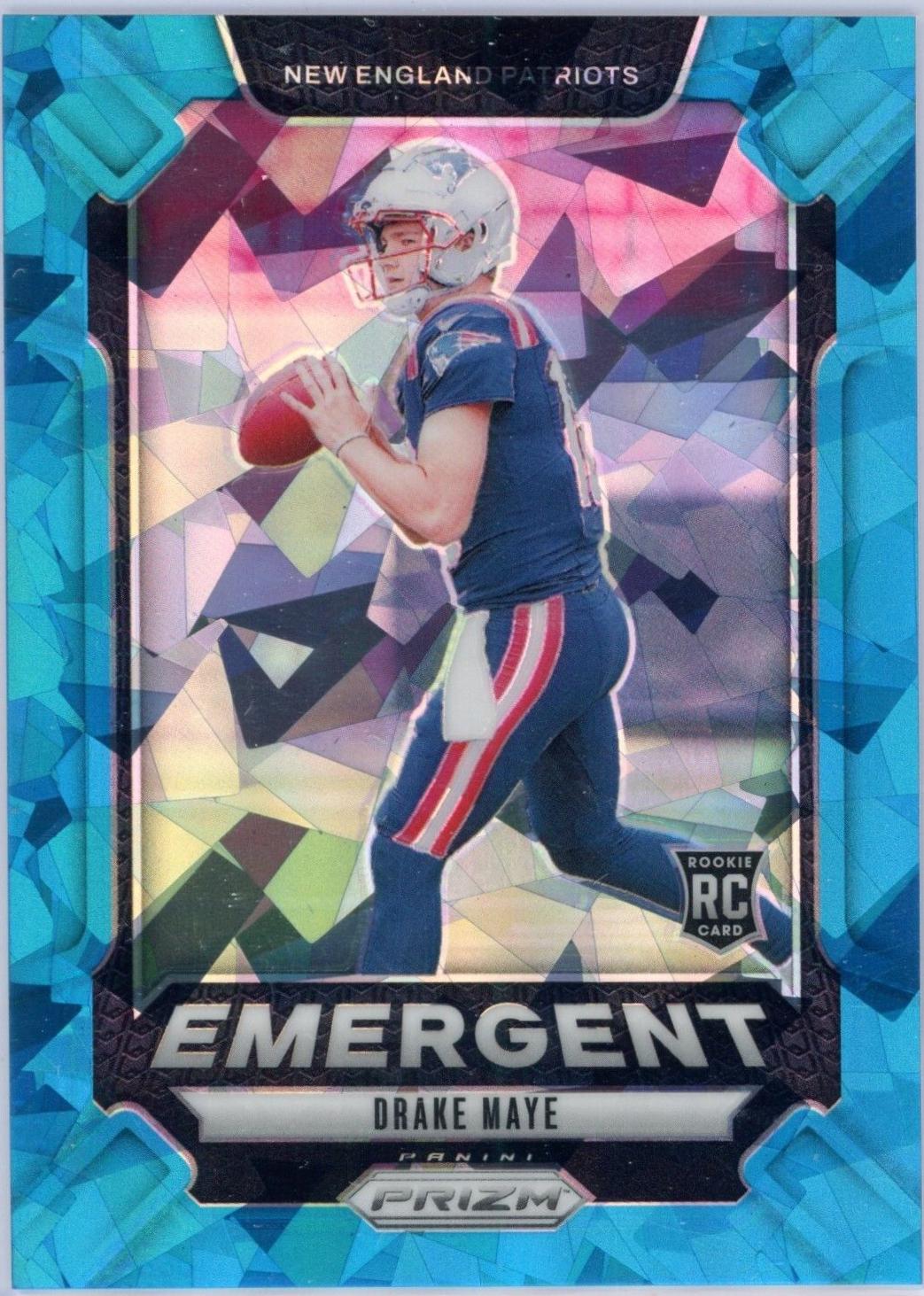 2024 Panini Prizm Emergent Drake Maye [Blue Ice] #4 card
