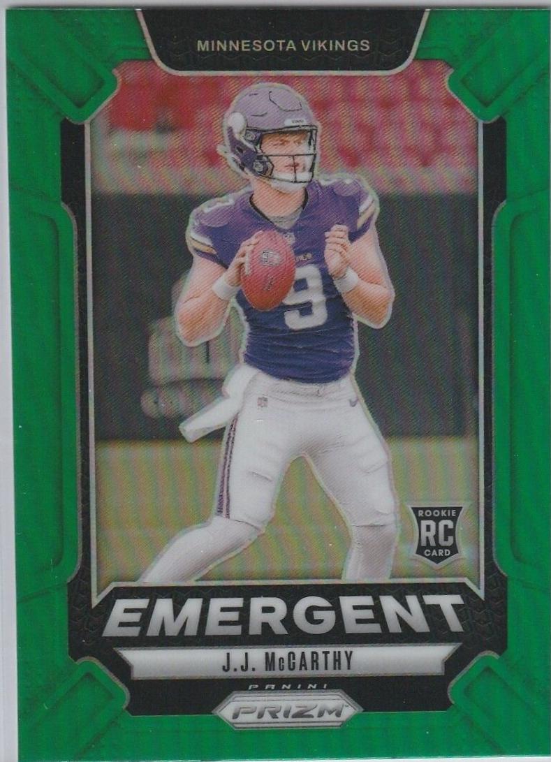 2024 Panini Prizm Emergent J.J. McCarthy [Green] #19 card