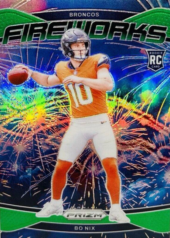 2024 Panini Prizm Fireworks Bo Nix [Green] #23 card