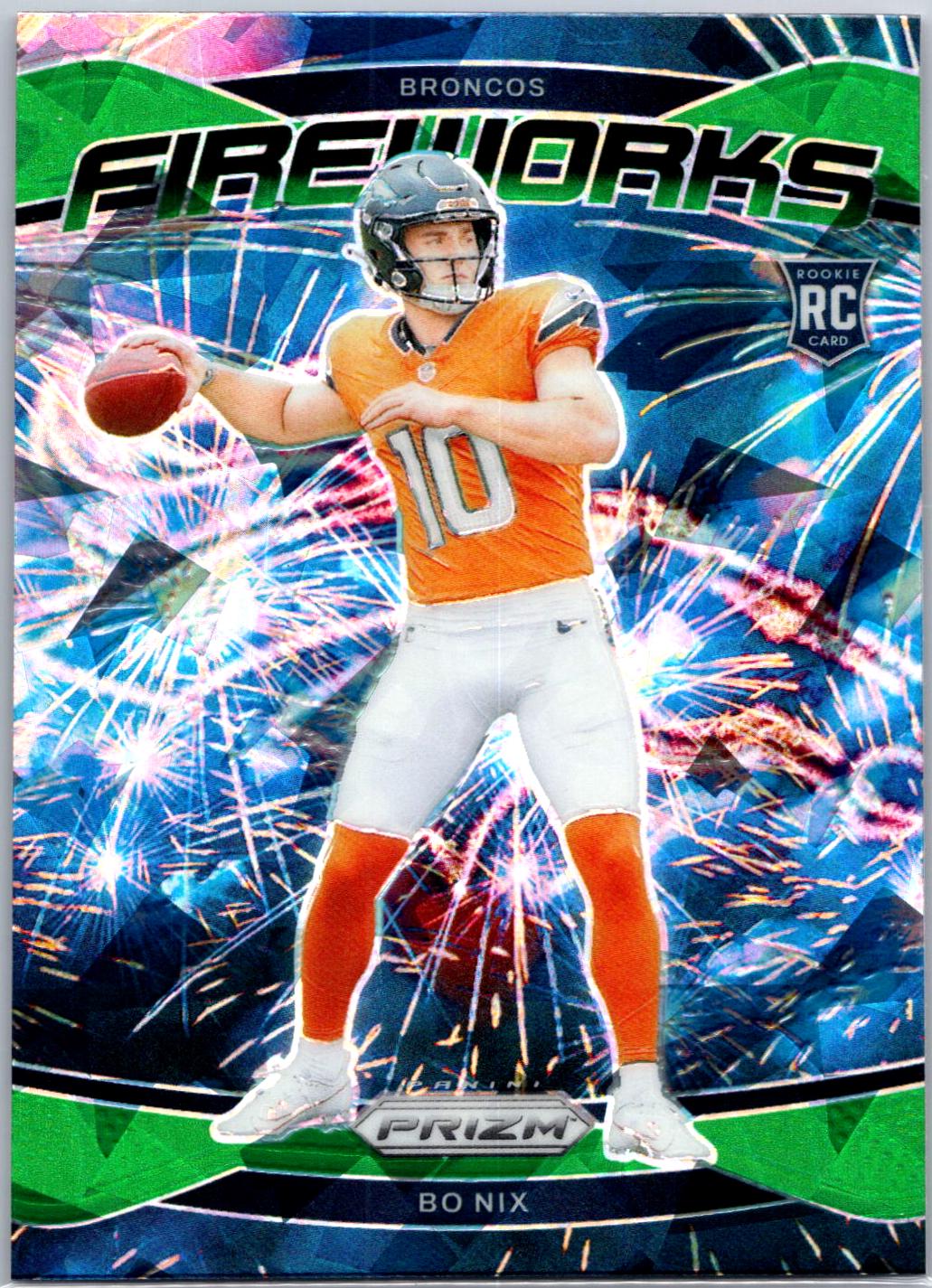 2024 Panini Prizm Fireworks Bo Nix [Green Ice] #23 card