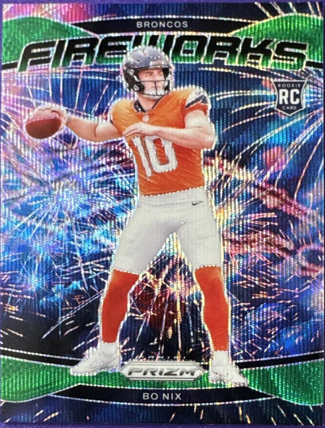 2024 Panini Prizm Fireworks Bo Nix [Wave Green] #23 card