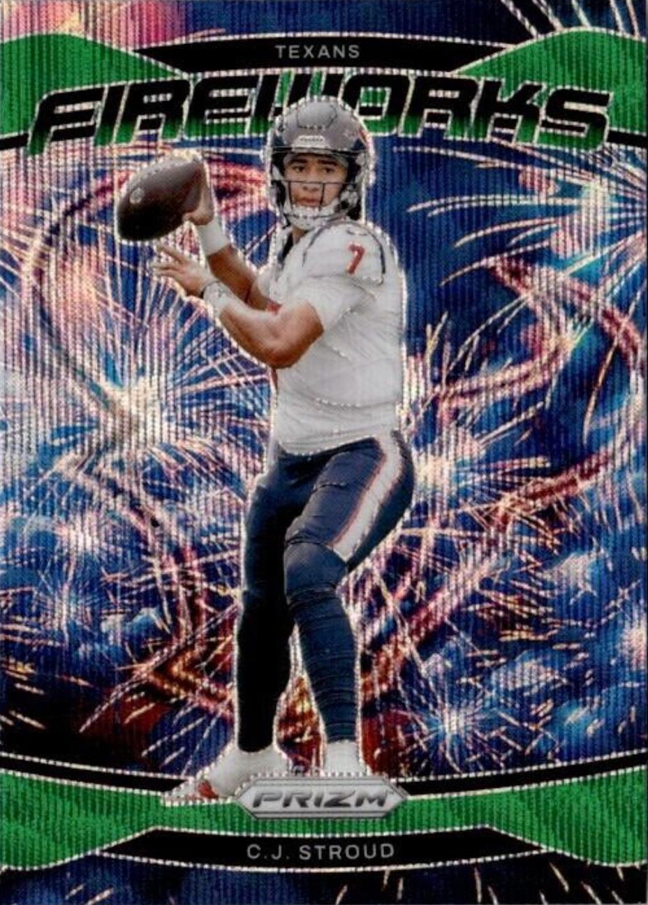 2024 Panini Prizm Fireworks C.J. Stroud [Wave Green] #3 card