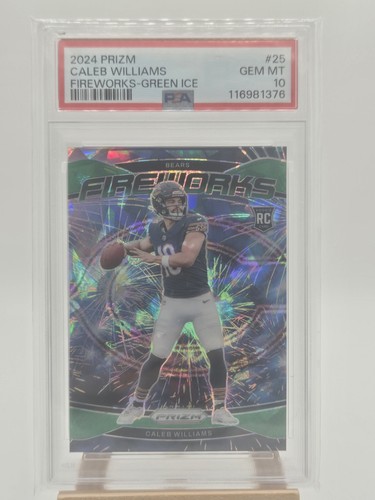 2024 Panini Prizm Fireworks Caleb Williams [Green Ice] #25 card