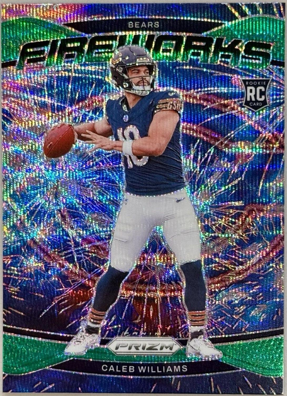 2024 Panini Prizm Fireworks Caleb Williams [Wave Green] #25 card