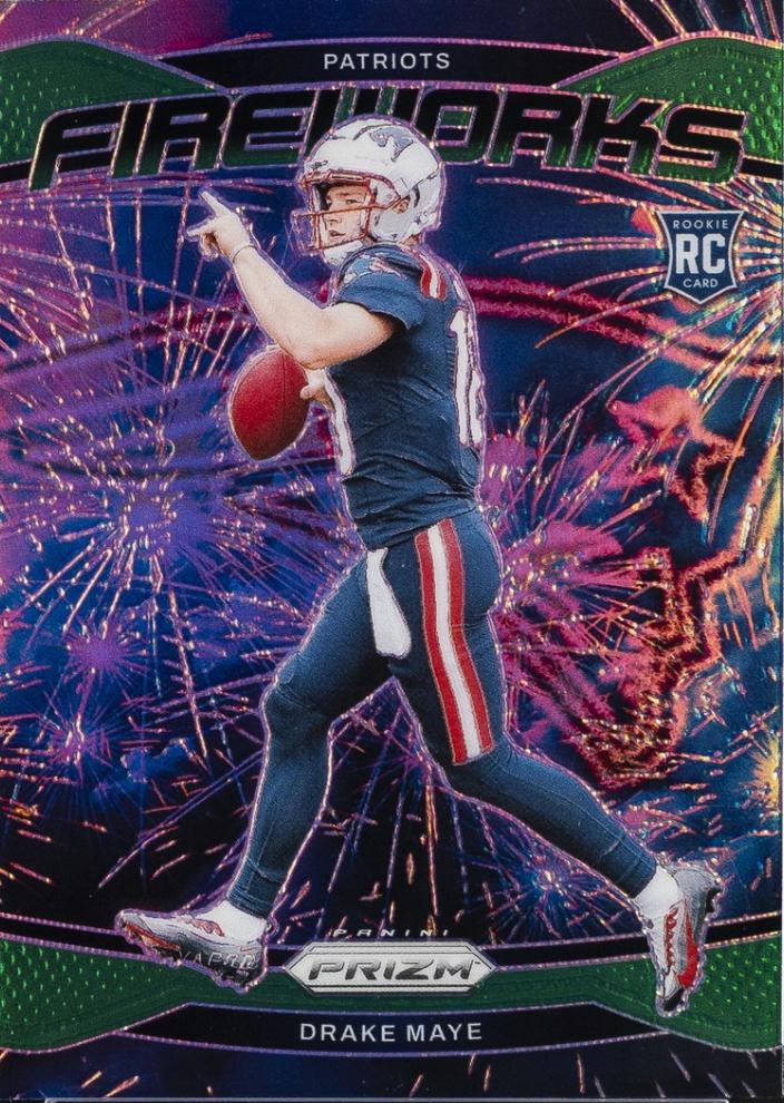 2024 Panini Prizm Fireworks Drake Maye [Green] #22 card
