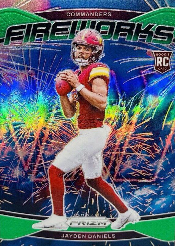 2024 Panini Prizm Fireworks Jayden Daniels [Green] #24 card