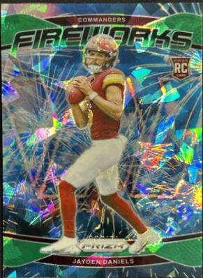 2024 Panini Prizm Fireworks Jayden Daniels [Green Ice] #24 card