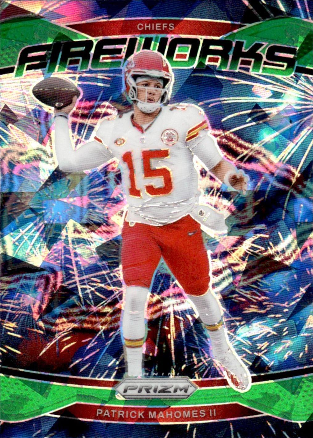2024 Panini Prizm Fireworks Patrick Mahomes II [Green Ice] #1 card
