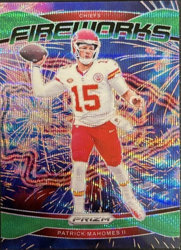 2024 Panini Prizm Fireworks Patrick Mahomes II [Wave Green] #1 card