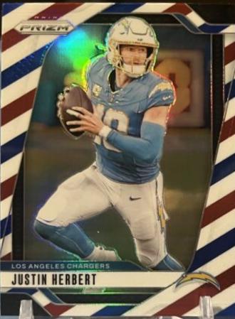 2024 Panini Prizm Justin Herbert [Red White Blue] #157 card
