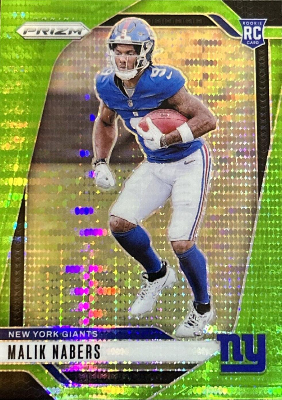 2024 Panini Prizm Malik Nabers [Neon Green Pulsar] #370 card