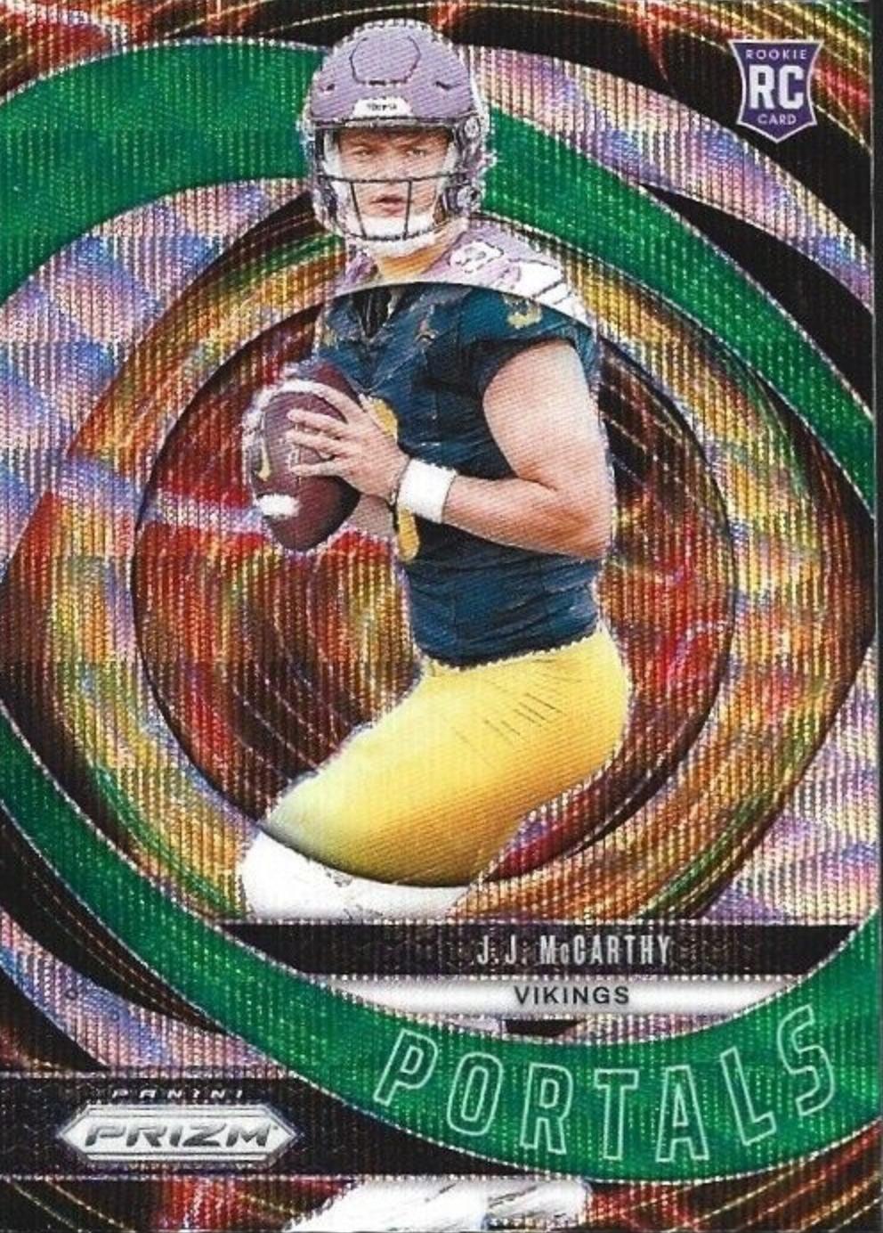 2024 Panini Prizm Portals J.J. McCarthy [Wave Green] #7 card