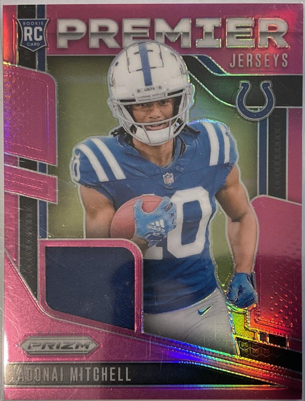 2024 Panini Prizm Premier Jersey Adonai Mitchell [Pink] #PJ-AML card