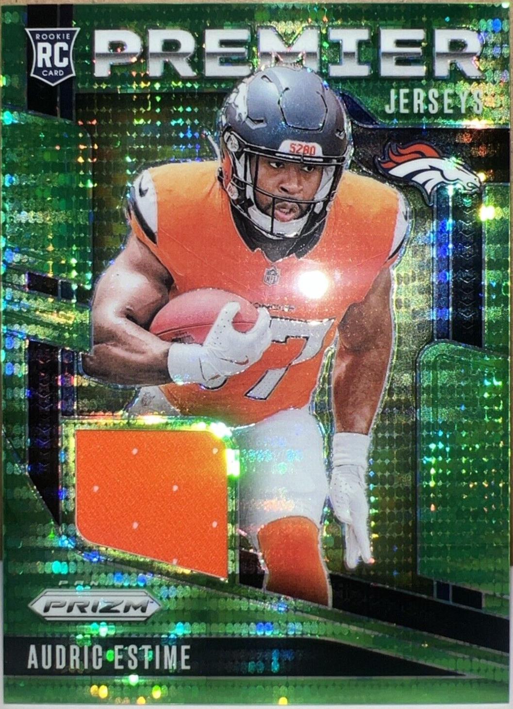 2024 Panini Prizm Premier Jersey Audric Estime [Neon Green Pulsar] #PJ-AEE card