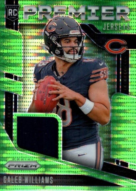2024 Panini Prizm Premier Jersey Caleb Williams [Neon Green Pulsar] #1 card