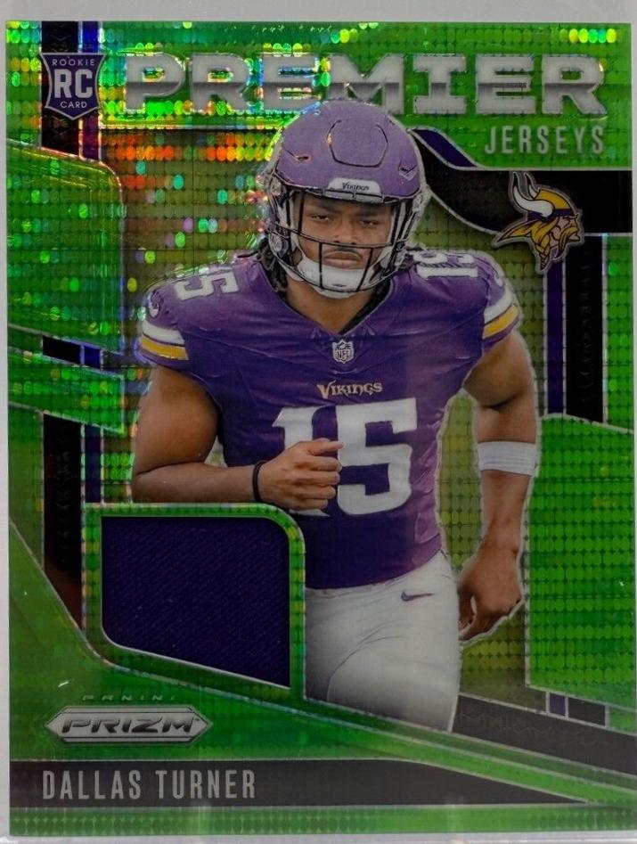 2024 Panini Prizm Premier Jersey Dallas Turner [Neon Green Pulsar] #PJ-DTR card