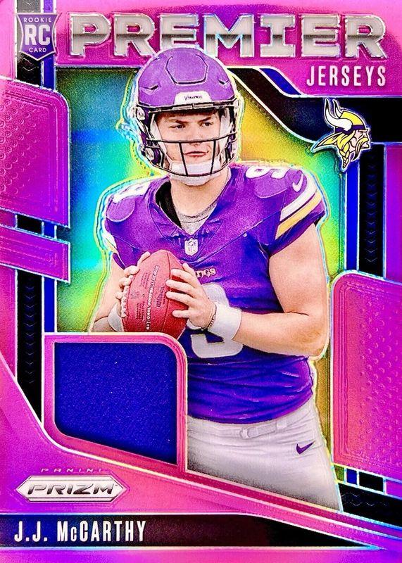 2024 Panini Prizm Premier Jersey J.J. McCarthy [Pink] #PJ-JJM card