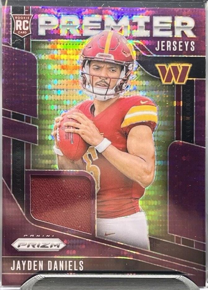 2024 Panini Prizm Premier Jersey Jayden Daniels [Purple Pulsar] #PJ-JDS card