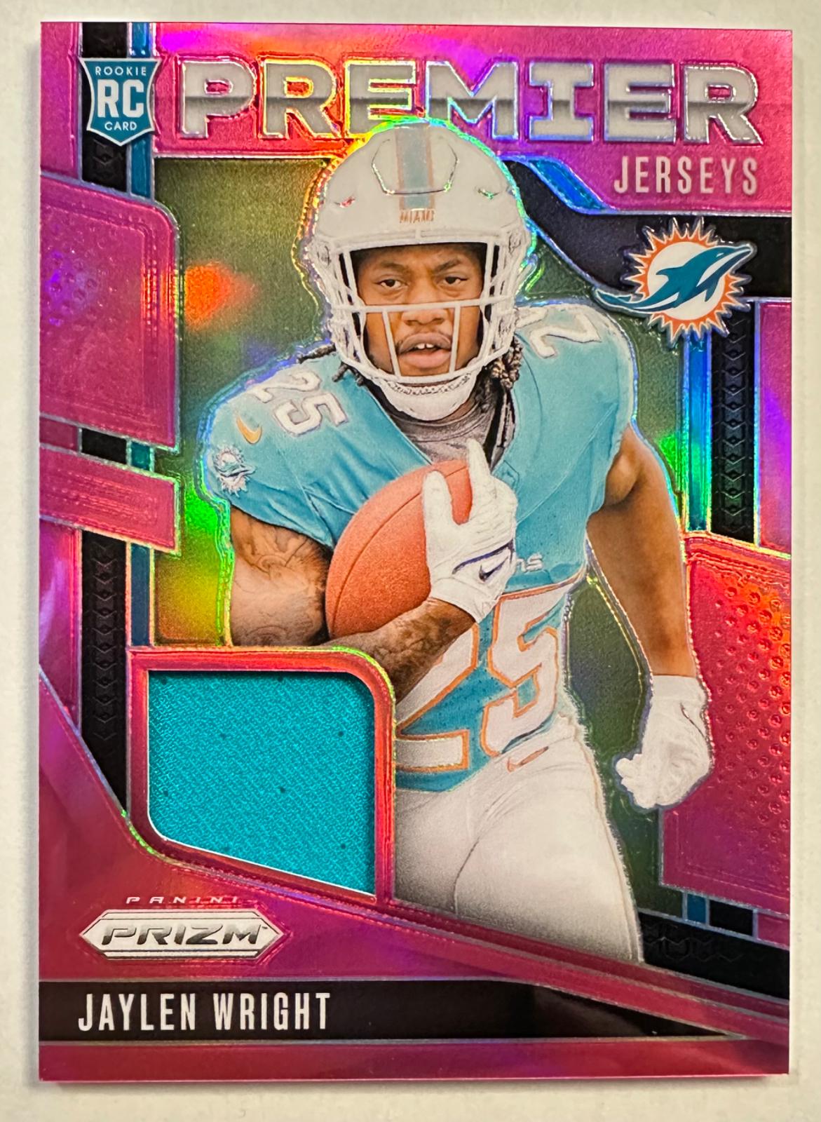 2024 Panini Prizm Premier Jersey Jaylen Wright [Pink] #PJ-JWT card
