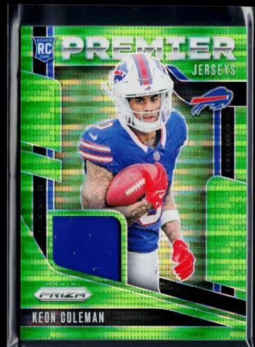 2024 Panini Prizm Premier Jersey Keon Coleman [Neon Green Pulsar] #PJ-KCN card